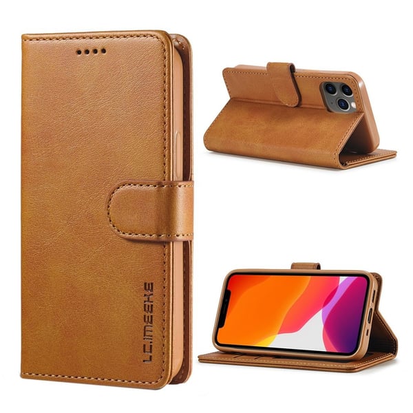 LC.IMEEKE iPhone 12 Pro Max flip case - Ruskea