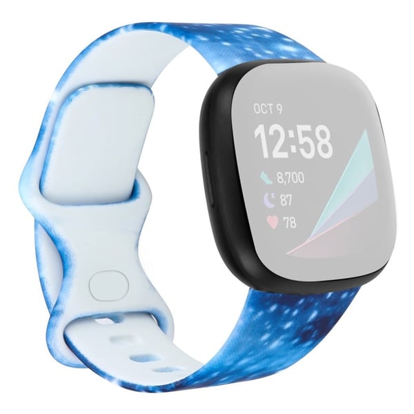 Unikt mønster i silikonarmbånd til Fitbit Versa 3 - Blått Galaksemønster / Størrelse: L