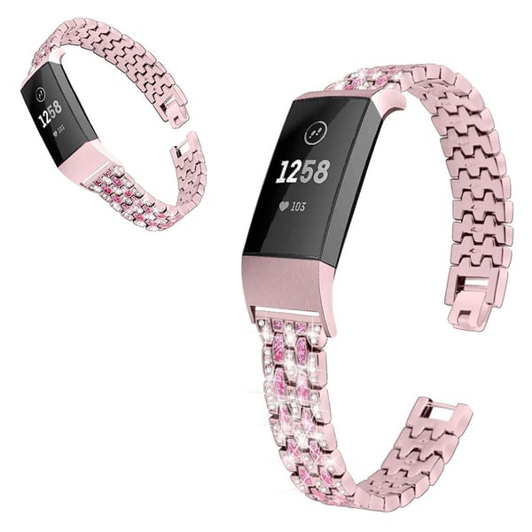 Fitbit Charge 3 urrem med rhinestone-dekor - Rosa / Rose