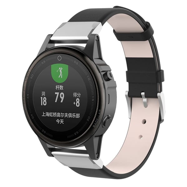 Garmin Fenix 5S ægte læder Urrem - Sort Garmin Fenix 5S ægte læder Urrem - Sort