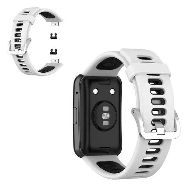 Huawei Watch Fit tofarget silikonarmbånd - Hvit / Svart