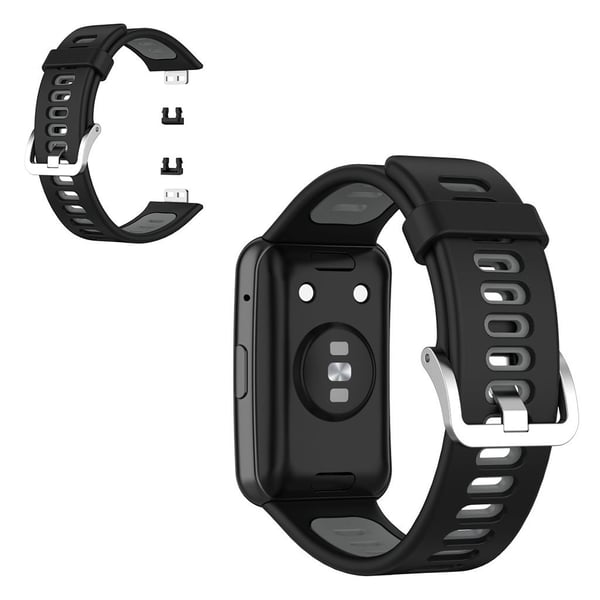 Huawei Watch Fit tofarget silikonarmbånd - Svart / Grå