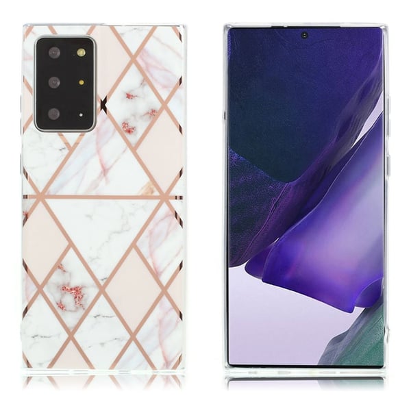 Marble Samsung Galaxy Note 20 Ultra Etui - Hvit / Rosa