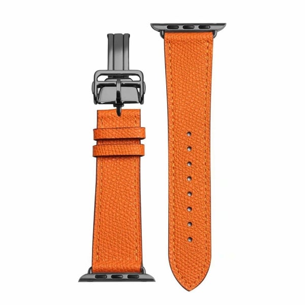 Urarmbånd i ekte lær med svart spenne til Apple Watch Series 6 / 5 40 mm - Oransje