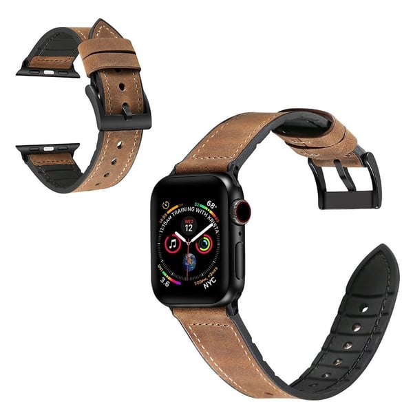 Apple Watch Series 6 / 5 44 mm silikon + lærbelagt klokkerem - Hestebrun
