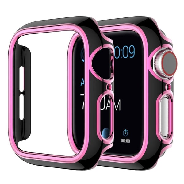 Skinnende fargedeksel for Apple Watch Series 3/2/1 38 mm - Svart / Rosa