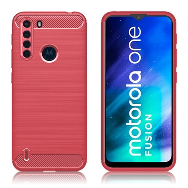 Carbon Flex Etui Motorola One Fusion - Rød