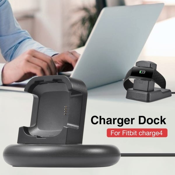 Rund ladestasjon med 1M USB-kabel for Fitbit Charge 4 / 3