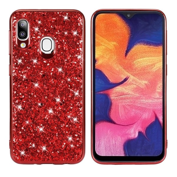 Glitter Samsung Galaxy A20e kuoret - Punainen