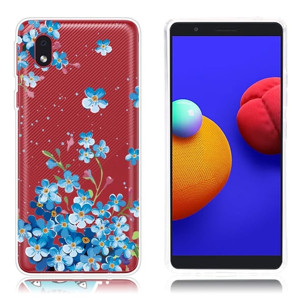 Deco Samsung Galaxy A01 Core Etui - Blå Blomst