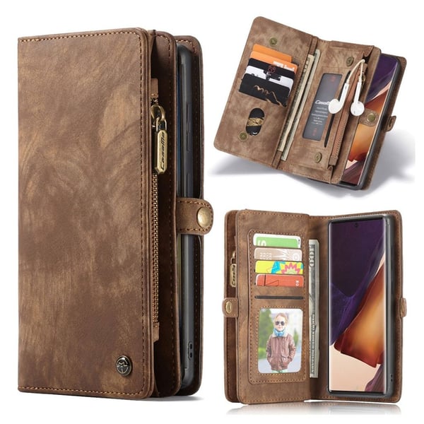 CaseMe Samsung Galaxy Note 20 Ultra vetoketjullinen lompakkokotelo - Ruskea CaseMe Samsung Galaxy Note 20 Ultra vetoketjullinen lompakkokotelo - Ruskea