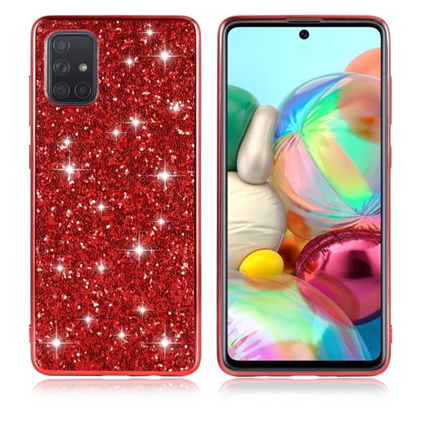 Glitter Samsung Galaxy S10 Lite Etui - Rød