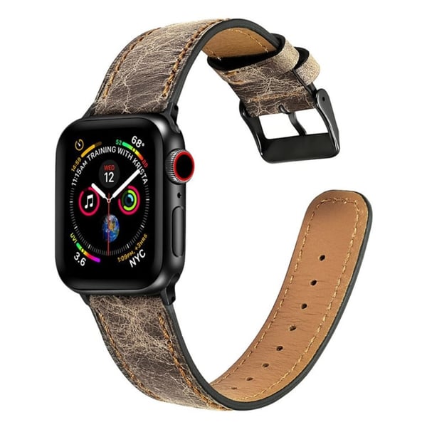 Apple Watch Series 4 44mm knitre ekte skinn klokke band - Titanium Gray
