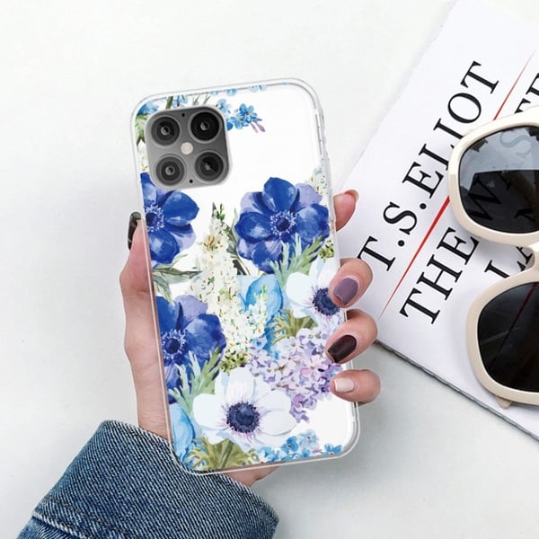 Deco iPhone 12 Pro / iPhone 12 kotelot - Siniset Kukat