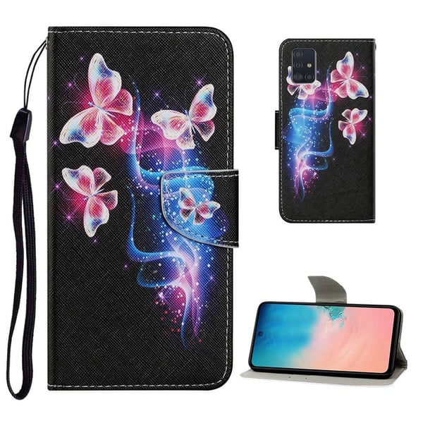Wonderland Samsung Galaxy A71 flip kuoret - Vaaleanpunainen Perhonen