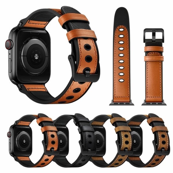 Apple Watch Series 5 / 4 44 mm unikt urarmbånd i ekte skinn - Brun