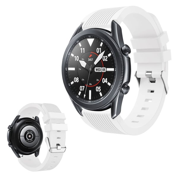 Samsung Galaxy Watch 3 (45 mm) nålestripe silikonklokkearmbånd - Hvit
