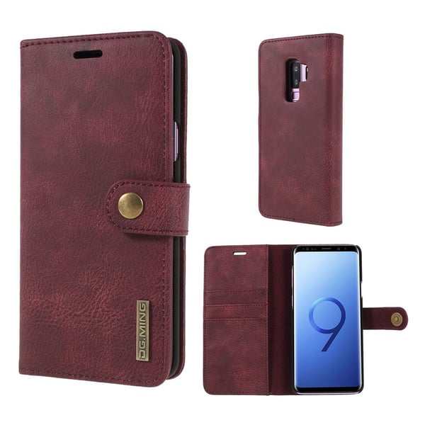 DG.MING Samsung Galaxy S9 Plus 2-in-1 Wallet etui - Rød