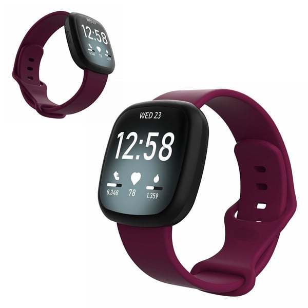 Fitbit Versa 3 / Sense silikoninen kellonauha - Viininpunainen Koko: L
