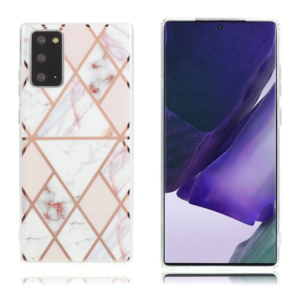 Marble Samsung Galaxy Note 20 Etui - Hvit / Rosa