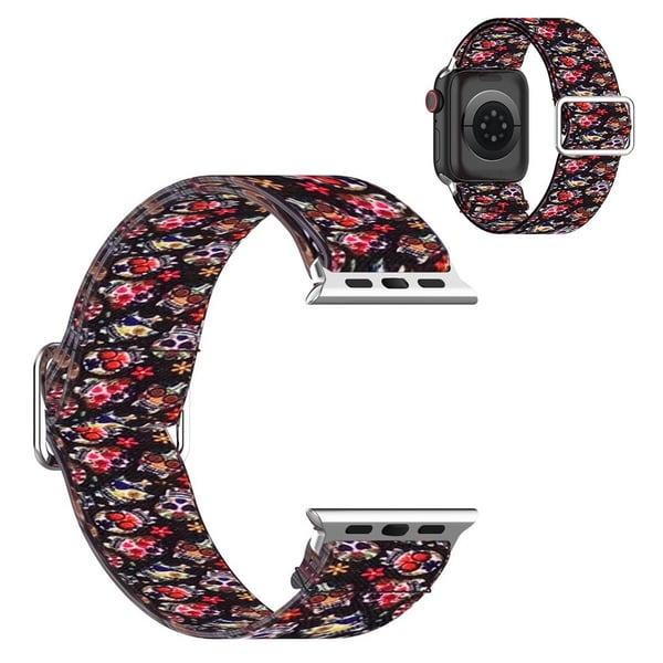Apple Watch Series 6 / 5 44 mm elastisk nylonmønsterarmbånd - Fargerik Hodeskalle