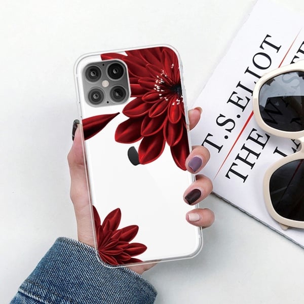 Deco iPhone 12 Pro Max Etui - Rød Blomst