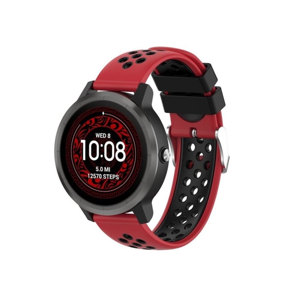 20mm Garmin Vivoactive 3 Dual-Color Silikon Klokkereim - Rød / Svart Hole