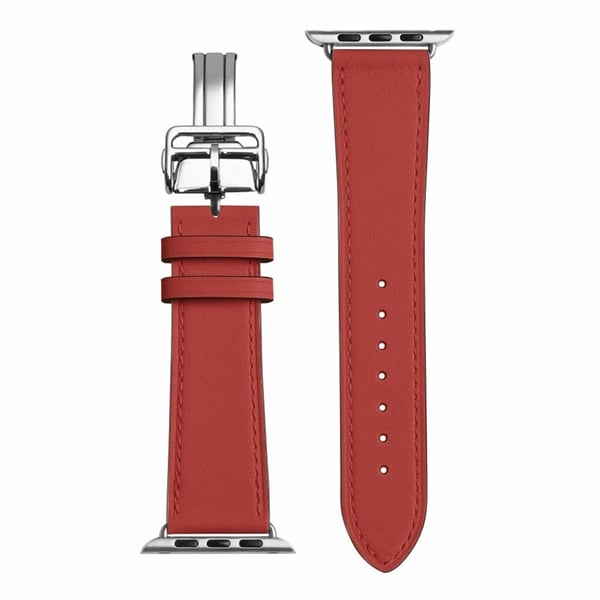 ægte læder sølv spænde rem til Apple Watch Series 6 / 5 44mm - lysebrun