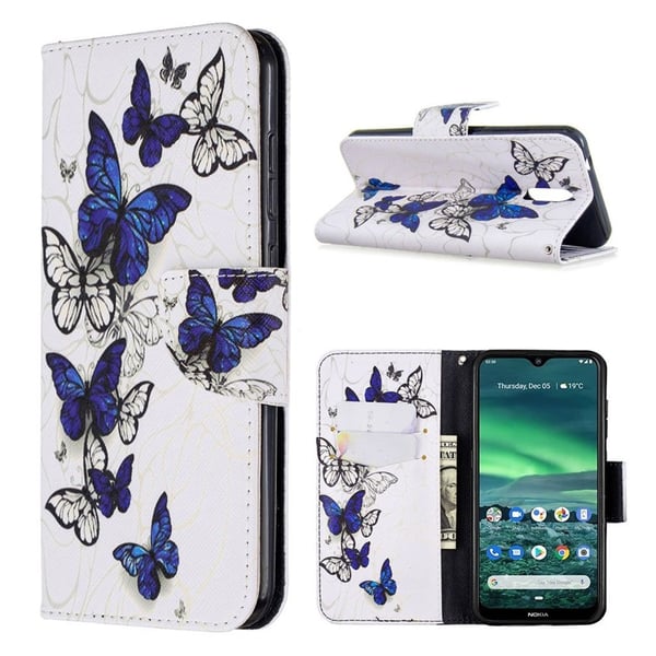 Wonderland Nokia 2.3 flip-etui - Blå Sommerfugler