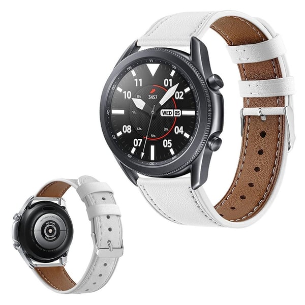 ægte læder rem til Samsung Galaxy Watch 3 (45mm) - hvid ægte læder rem til Samsung Galaxy Watch 3 (45mm) - hvid