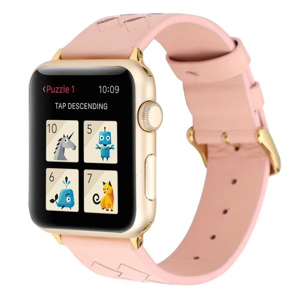 Apple Watch Series 4 44mm vævet ægte læder Urrem - Lyserød Apple Watch Series 4 44mm vævet ægte læder Urrem - Lyserød
