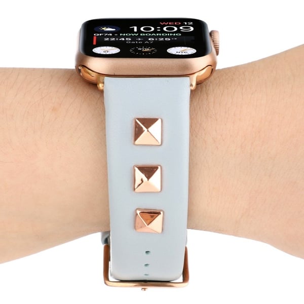 Apple Watch Series 4 44mm ægte læder rose Guld fastener Urrem - Babyblå