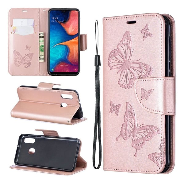 Butterfly Samsung Galaxy A20e veske - Rose gull