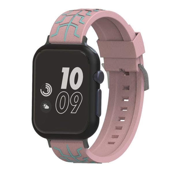 Apple Watch Series 4 44mm Fiskebein Silikon Klokkereim - Rosa / Cyan