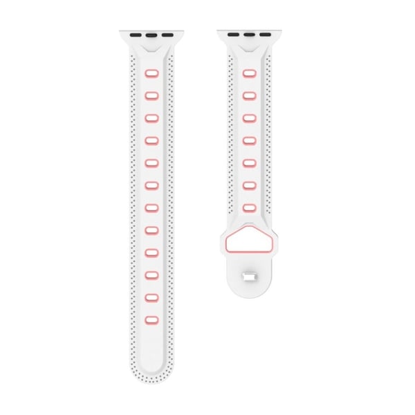 Apple Watch-Serien 4 44mm Prikker Utforming Silikon Klokkereim - Hvit / Rosa
