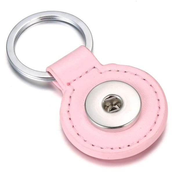Mini nøkkelring med rundt skinndeksel - Rosa