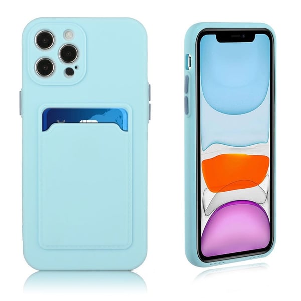 Card Holder Deksel til iPhone 12 Pro Max - Babyblå