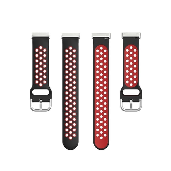 Fitbit Versa 3 / Sense tofarget silikonarmbånd - Svart / Rød