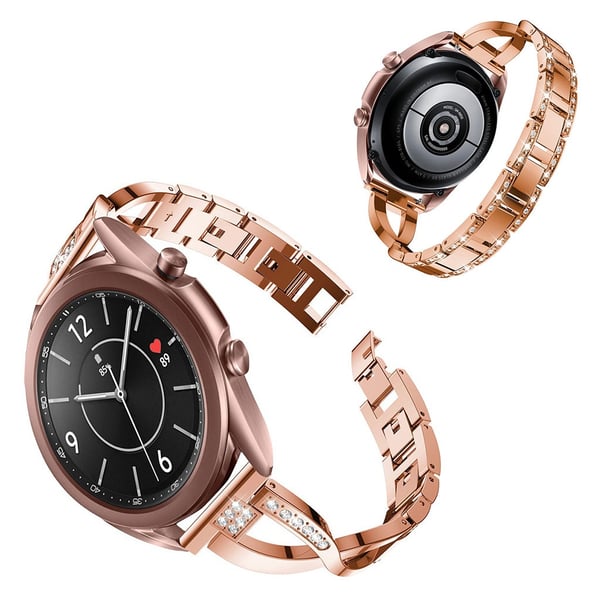 Samsung Galaxy Watch 3 (41 mm) urrem i rustfritt stål med rhinestone - Rose Gull
