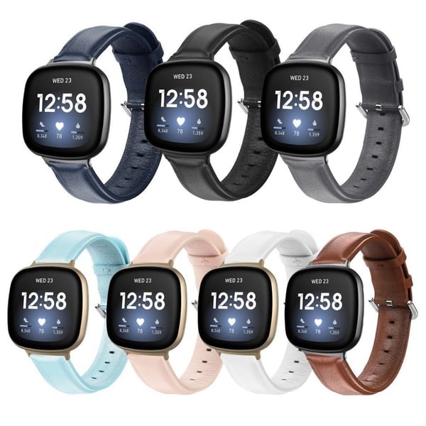 Fitbit Versa 3 ægte læder rem - babyblå