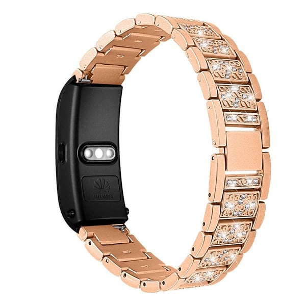 18mm Huawei Talkband B5 Rhinestone Rustfritt Stål Klokkereim - Rose Gull 18mm Huawei Talkband B5 Rhinestone Rustfritt Stål Klokkereim - Rose Gull