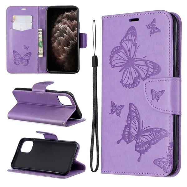 Butterfly iPhone 11 Pro Max kotelot - Violetti