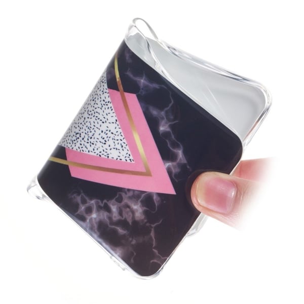 Marble Samsung Galaxy M20 cover - Blå Blomst / Rosa Marmor