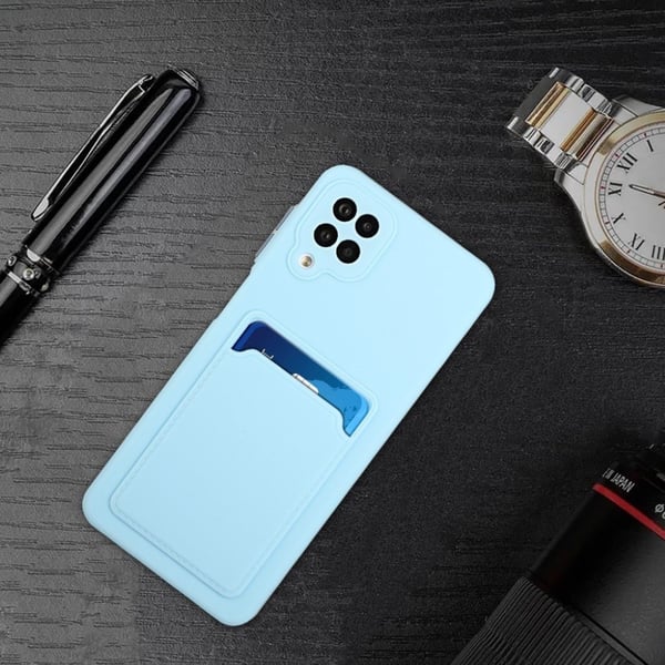 Card Holder Deksel til Samsung Galaxy A12 5G - Babyblå