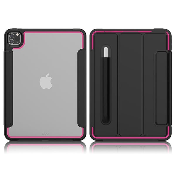 iPad Pro 11 tommer (2020) elegant trefoldig etui - Svart / Rose iPad Pro 11 tommer (2020) elegant trefoldig etui - Svart / Rose