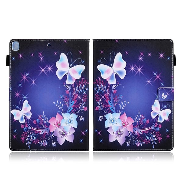 iPad 10.2 (2020) / Air (2019) mønster læder etui - blomster / sommerfugl iPad 10.2 (2020) / Air (2019) mønster læder etui - blomster / sommerfugl