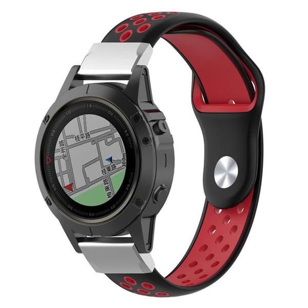 Garmin Fenix 5X to-farvet silikone Urrem - Sort og Rød Garmin Fenix 5X to-farvet silikone Urrem - Sort og Rød