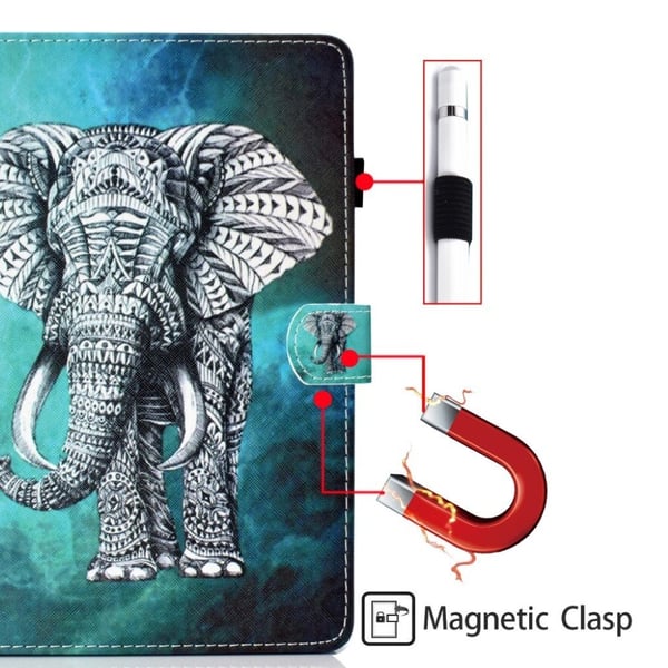 Samsung Galaxy Tab S7 trykning læder flip etui - elefant