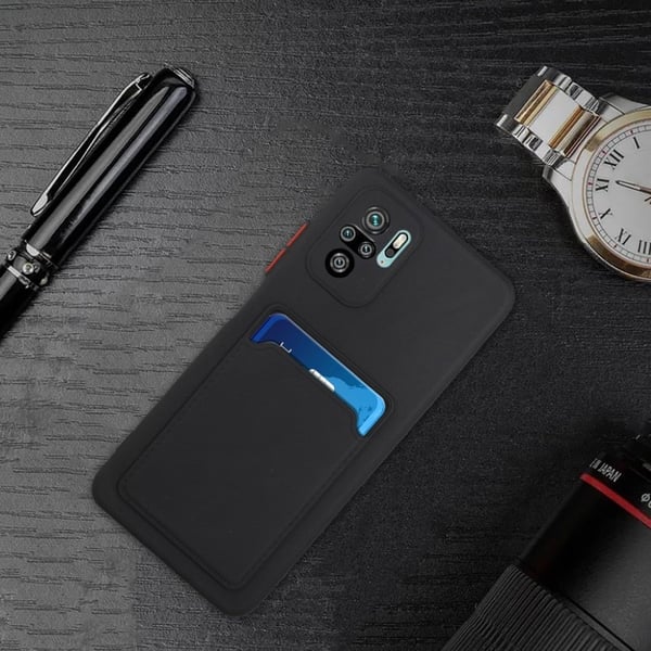 Card Holder Suojakuori For Xiaomi Redmi Note 10 / Note 10s - Musta
