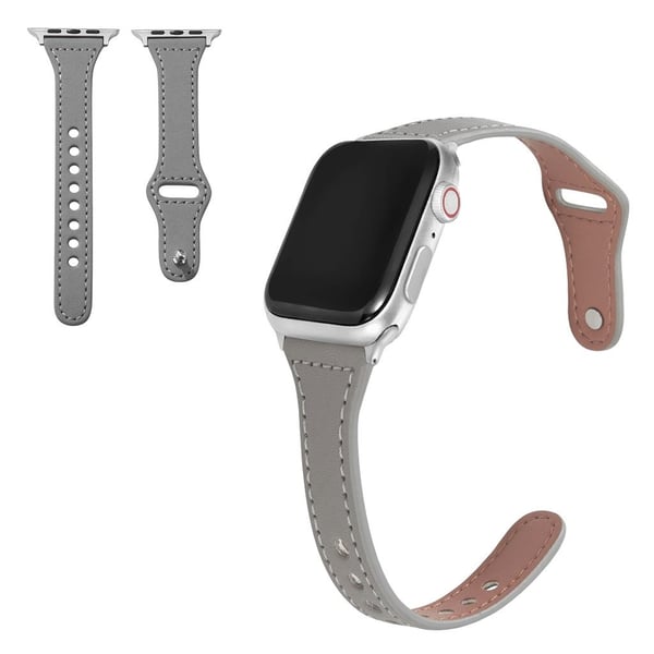 Apple Watch Series 6 / 5 40 mm knappeknapparmbånd i ekte skinn - Grå